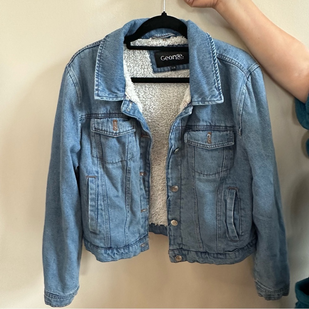 George Blue Denim Jacket with White Fleece Lining- Size Large